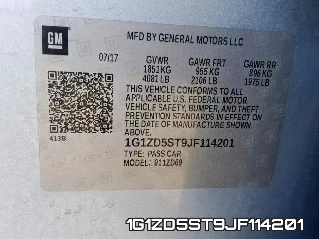 1G1ZD5ST9JF114201 фото 2