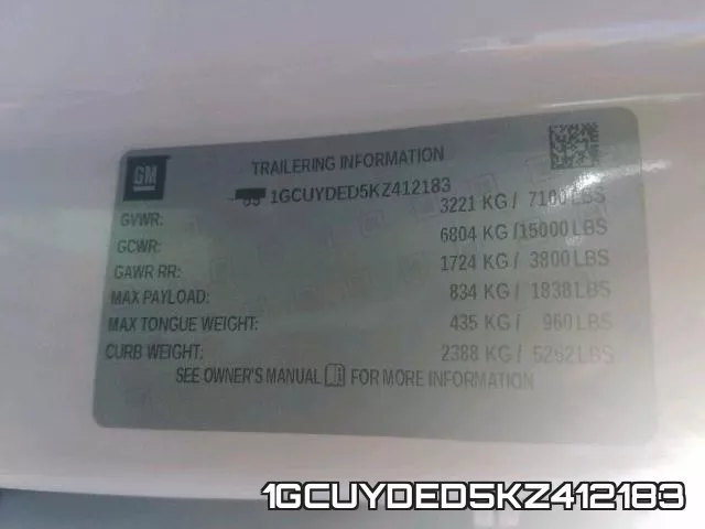 1GCUYDED5KZ412183 фото 2