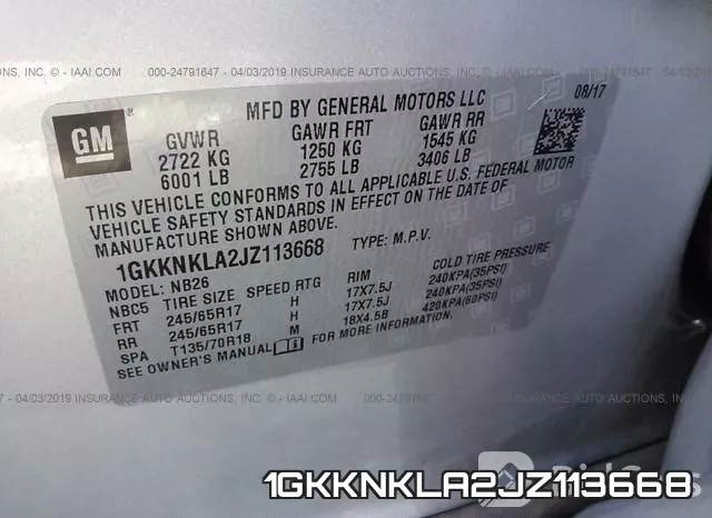 1GKKNKLA2JZ113668 фото 10