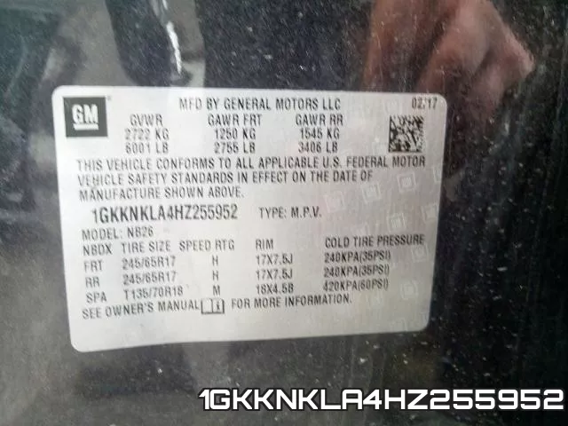 1GKKNKLA4HZ255952 фото 2