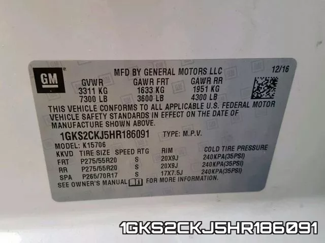 1GKS2CKJ5HR186091 фото 2