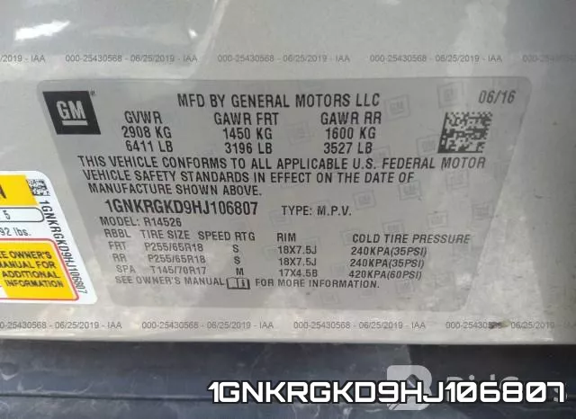1GNKRGKD9HJ106807 фото 10