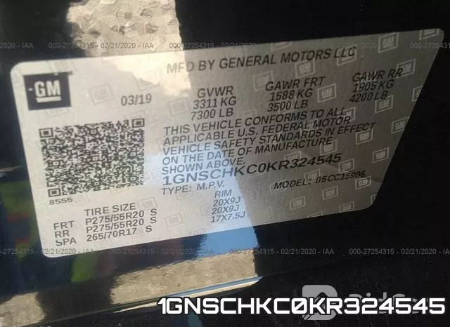1GNSCHKC0KR324545 фото 10