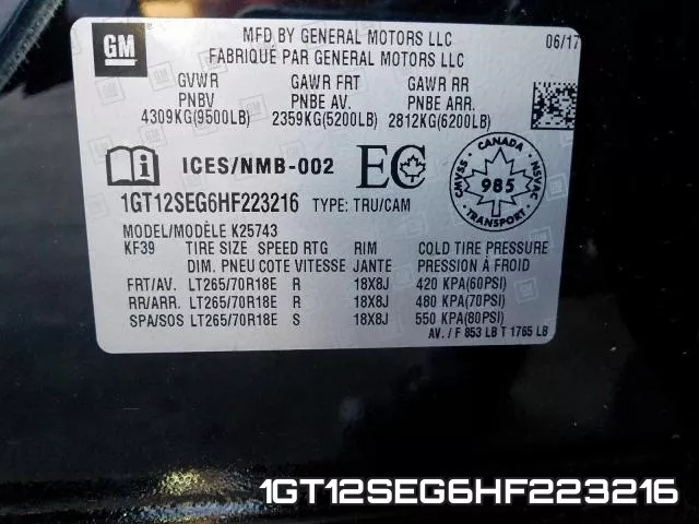 1GT12SEG6HF223216 фото 2