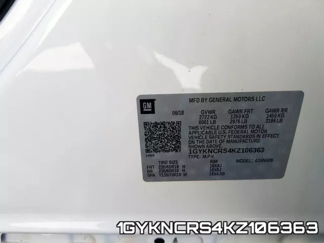 1GYKNCRS4KZ106363 фото 2