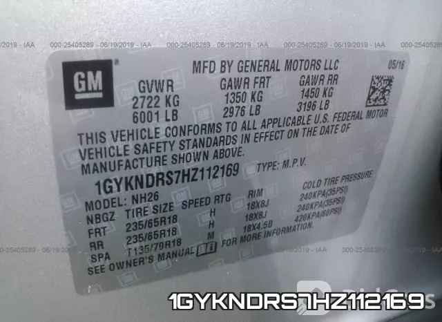 1GYKNDRS7HZ112169 фото 10