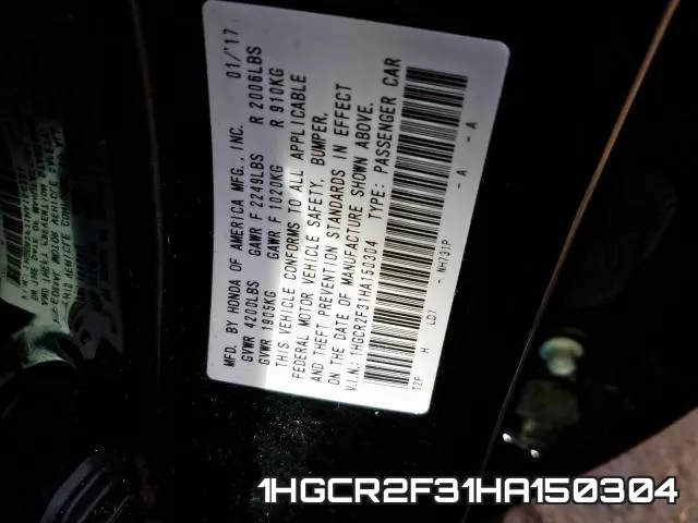 1HGCR2F31HA150304 фото 2