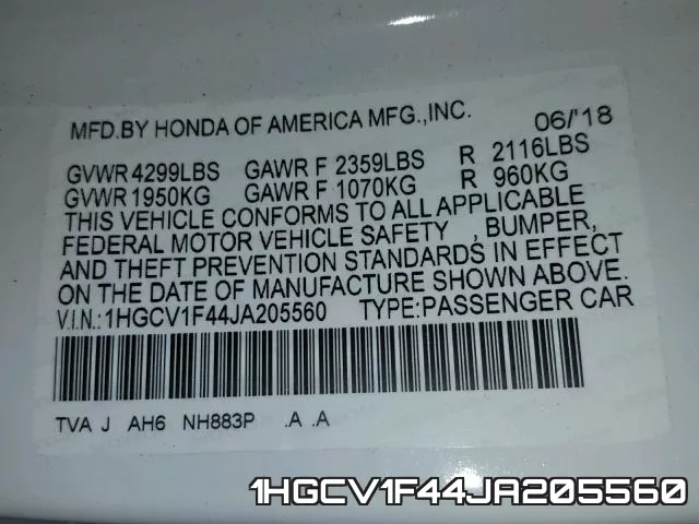 1HGCV1F44JA205560 фото 2