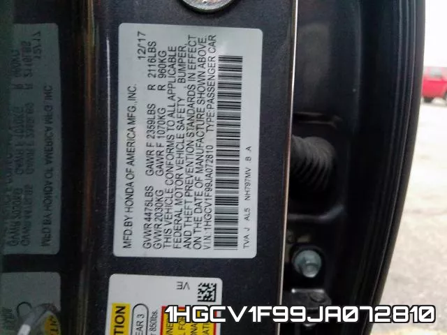 1HGCV1F99JA072810 фото 2