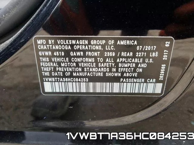 1VWBT7A36HC084253 фото 2