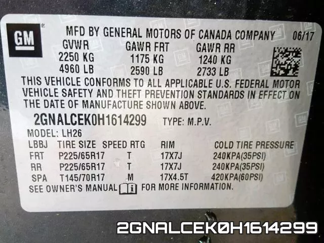 2GNALCEK0H1614299 фото 2