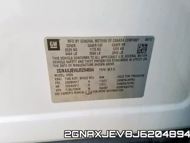 2GNAXJEV8J6204894 фото 2