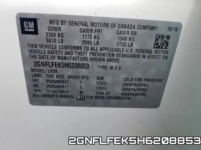 2GNFLFEK5H6208853 фото 2