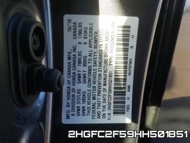 2HGFC2F59HH501851 фото 2