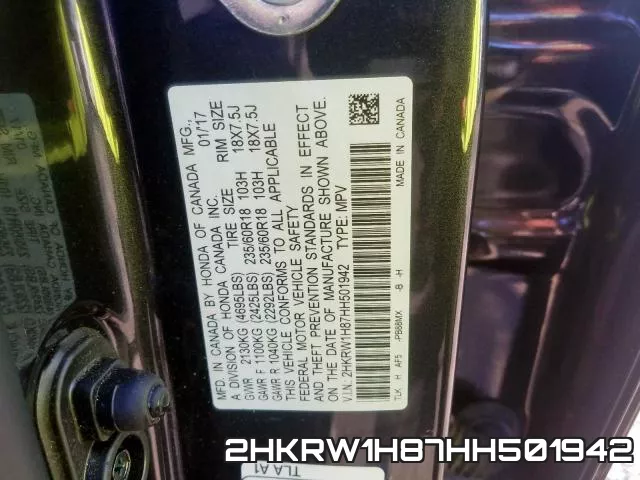 2HKRW1H87HH501942 фото 2
