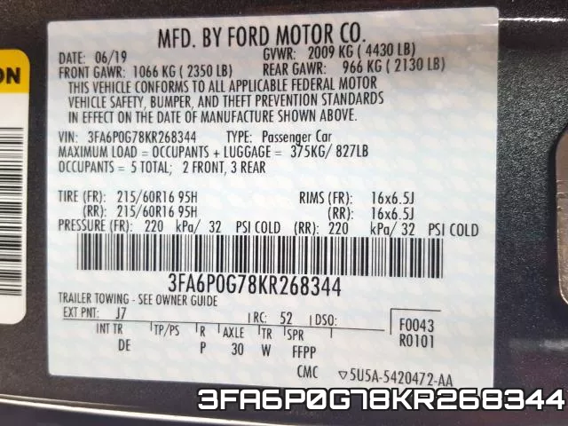 3FA6P0G78KR268344 фото 2