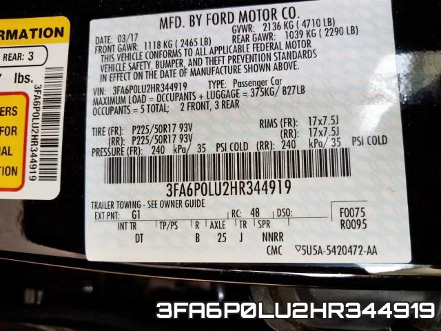 3FA6P0LU2HR344919 фото 2
