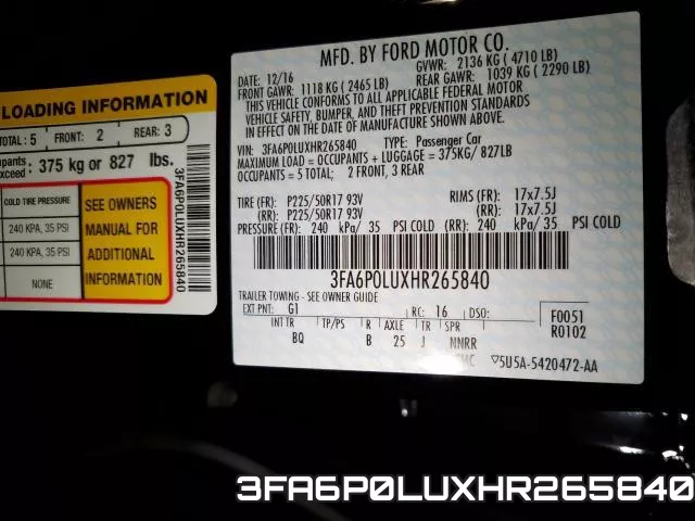 3FA6P0LUXHR265840 фото 2
