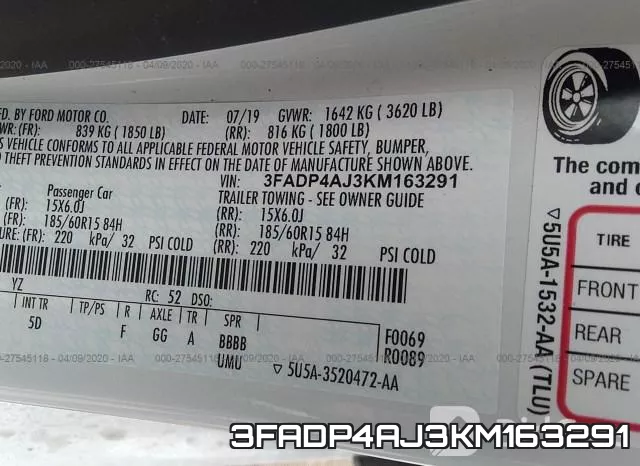 3FADP4AJ3KM163291 фото 10
