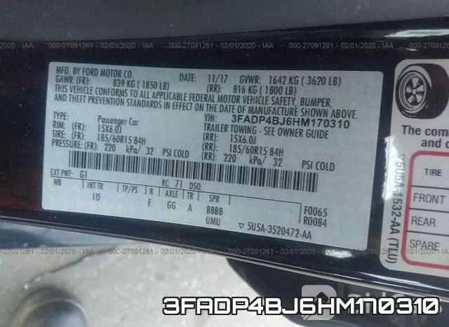 3FADP4BJ6HM170310 фото 10
