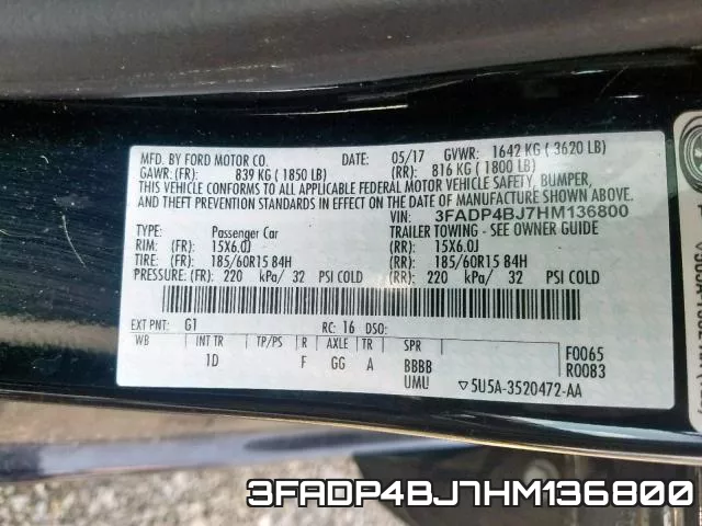 3FADP4BJ7HM136800 фото 2