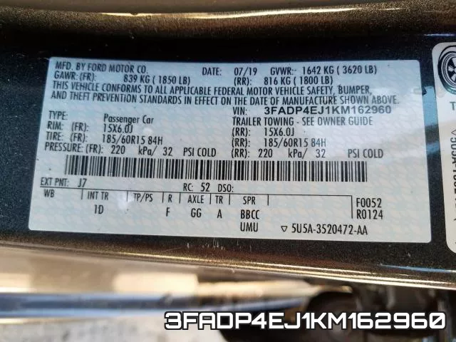 3FADP4EJ1KM162960 фото 2