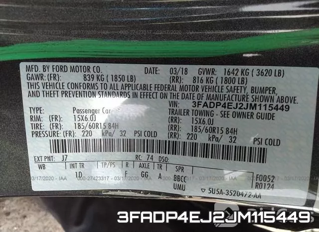 3FADP4EJ2JM115449 фото 10