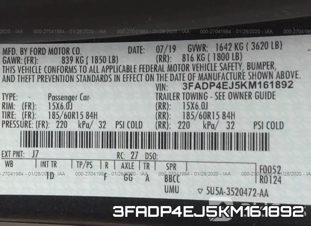 3FADP4EJ5KM161892 фото 10
