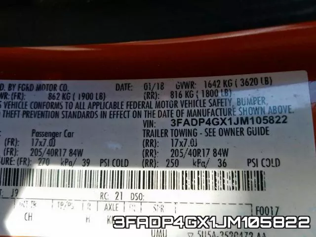 3FADP4GX1JM105822 фото 2