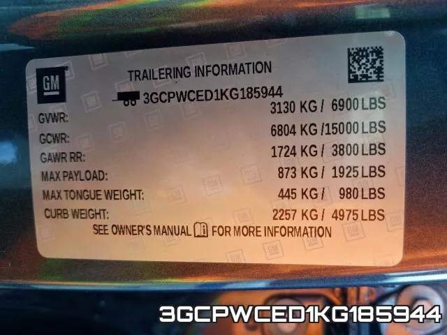 3GCPWCED1KG185944 фото 2