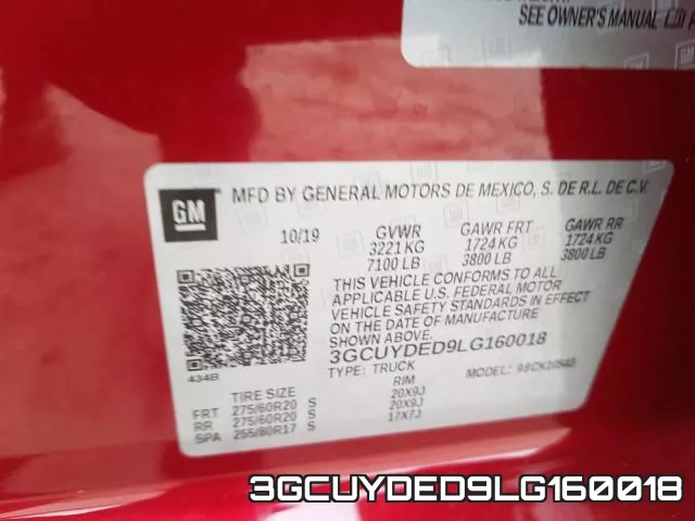 3GCUYDED9LG160018 фото 2