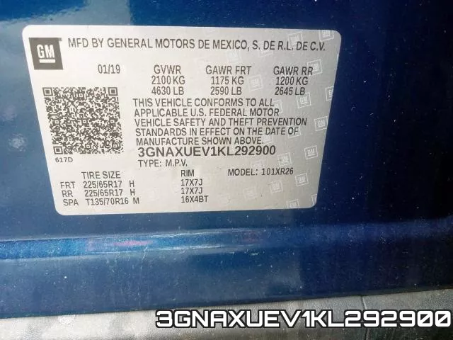 3GNAXUEV1KL292900 фото 2