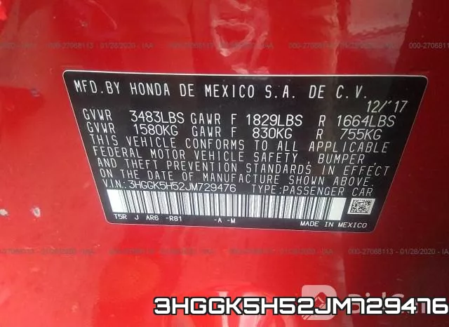 3HGGK5H52JM729476 фото 10