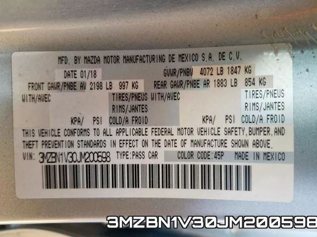3MZBN1V30JM200598 фото 2