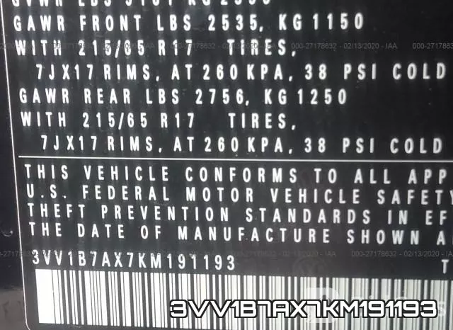 3VV1B7AX7KM191193 фото 10
