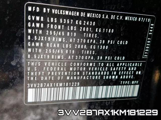 3VV2B7AX1KM181229 фото 2