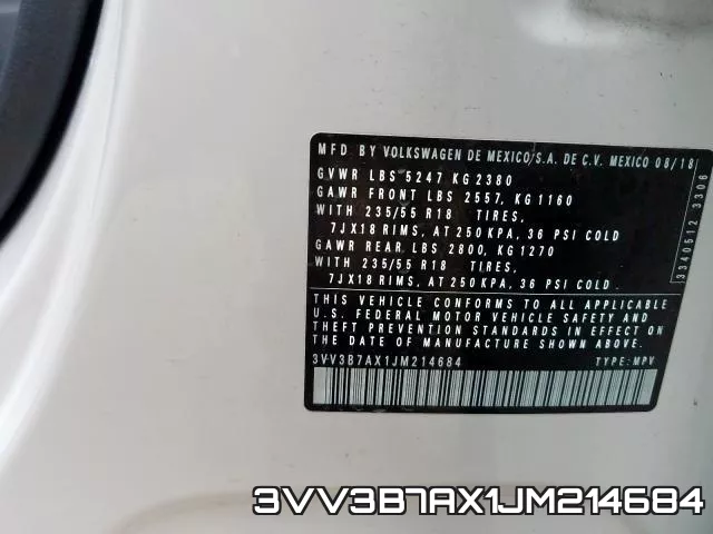 3VV3B7AX1JM214684 фото 2