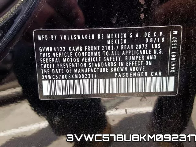 3VWC57BU8KM092317 фото 2
