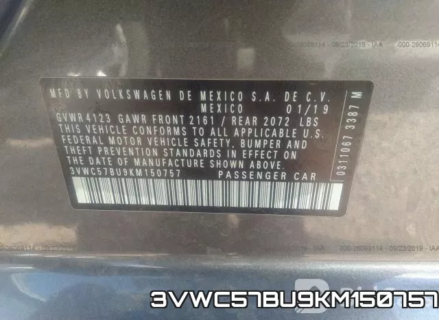 3VWC57BU9KM150757 фото 10