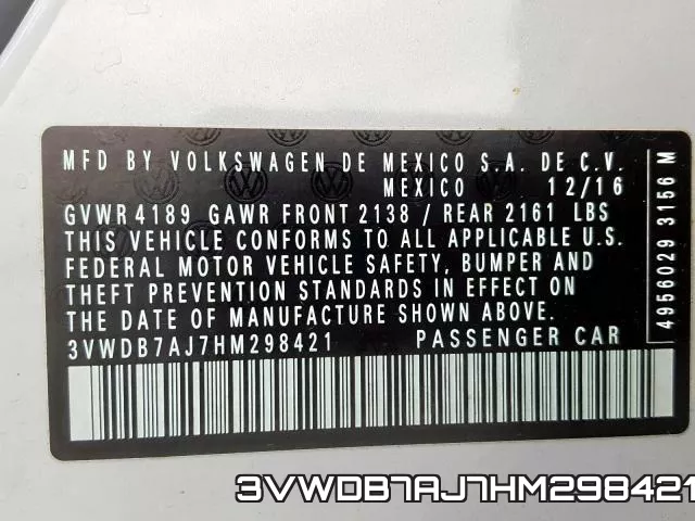3VWDB7AJ7HM298421 фото 2