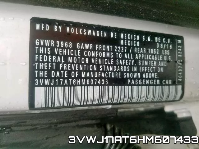 3VWJ17AT6HM607433 фото 2