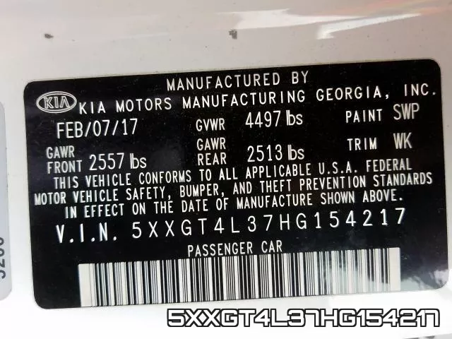 5XXGT4L37HG154217 фото 2