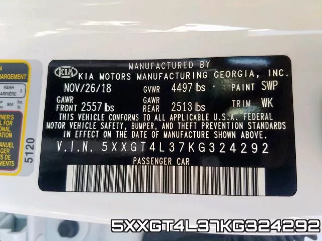 5XXGT4L37KG324292 фото 2