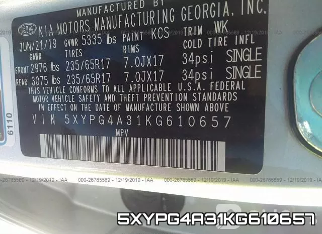 5XYPG4A31KG610657 фото 10