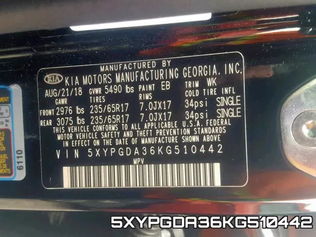5XYPGDA36KG510442 фото 2