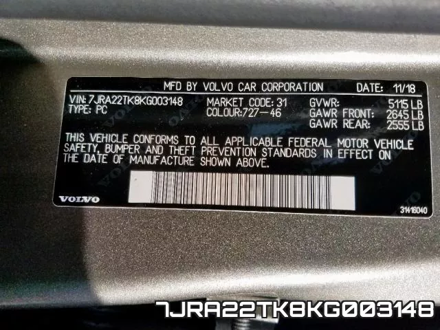 7JRA22TK8KG003148 фото 2