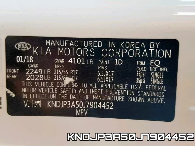 KNDJP3A50J7904452 фото 2