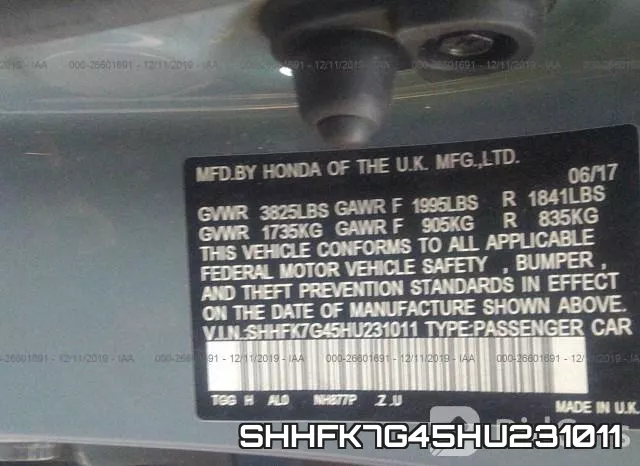 SHHFK7G45HU231011 фото 10