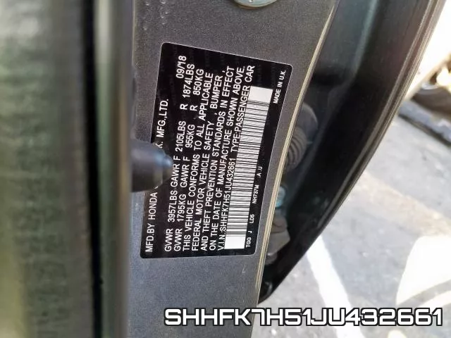 SHHFK7H51JU432661 фото 2
