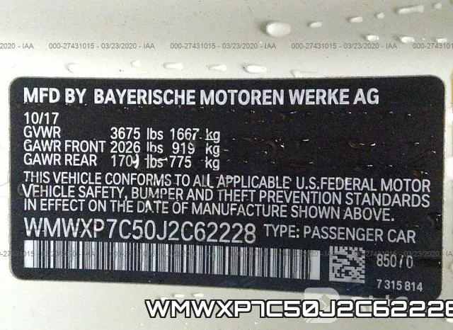 WMWXP7C50J2C62228 фото 10
